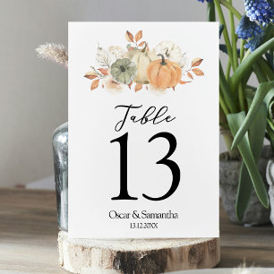 Numeração De Mesa Bombas e flores de aquarelas do outono