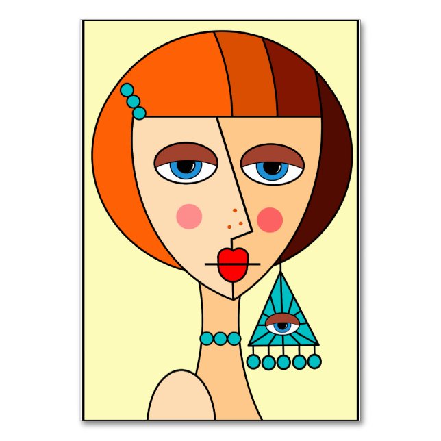 Numeração De Mesa Bonita Cubismo Das Mulheres Ruivas (Frente)