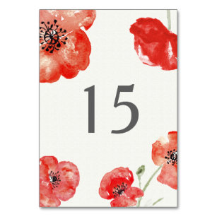Numeração De Mesa Bonito Red Poppies Número da tabela floral