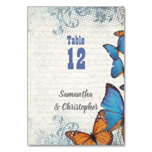 Numeração De Mesa Borboleta azul-vírgula