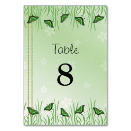 Numeração De Mesa Borboleta verde em verde claro -