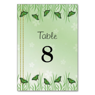 Numeração De Mesa Borboleta verde em verde claro -
