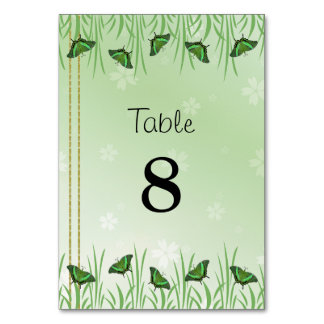 Numeração De Mesa Borboleta verde em verde claro -