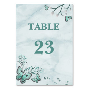 Numeração De Mesa borboletas românticas de cor azul-lacrimogênea fol