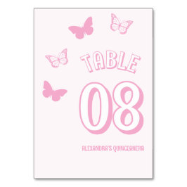 Numeração De Mesa Borboletas Rosa Quinceanera