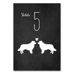 Numeração De Mesa Borda Collie Dog Silhouettes Recepção de casamento