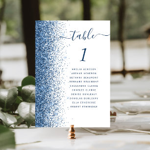 Numeração De Mesa Borda de Brilho Azul Casamento Branco