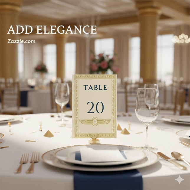 Numeração De Mesa Borda Dourada e caranguejo Egípcia - Editável (Criador carregado)