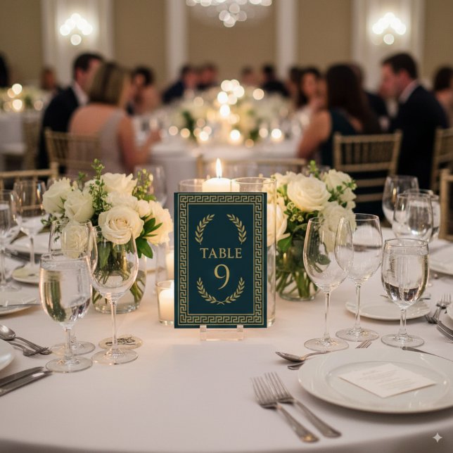 Numeração De Mesa Borda Dourada e Laurel Egípcia - Editável (Criador carregado)