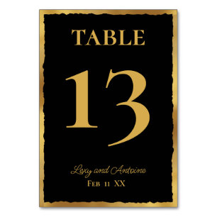 Numeração De Mesa Borda Dourada Negrito Personalizada por Elegância