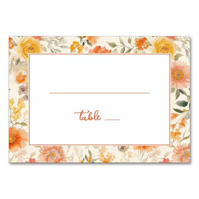 Numeração De Mesa Borda Floral de Pêssego Alegre (Frente)