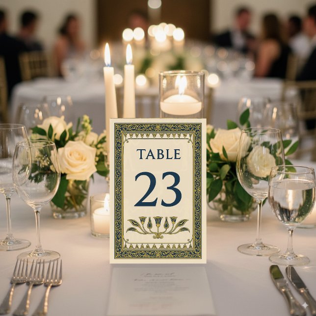 Numeração De Mesa Borda Floral e de Folhas Egípcia – Editável (Criador carregado)