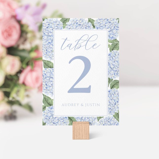 Numeração De Mesa Borda Hydrangea Azul Personalizada (Criador carregado)