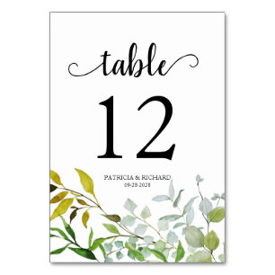 Numeração De Mesa Botânica Elegante de Vegetação em Aquarela