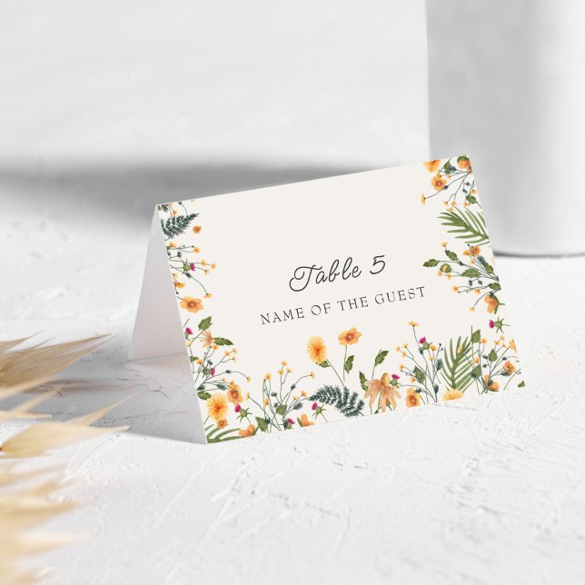 Numeração De Mesa Botanical Daffodils Daisy Peony Wedding Place card (Criador carregado)