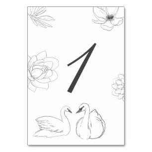 Numeração De Mesa Botânico Floral e Cisne