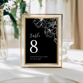 Numeração De Mesa Botânico Preto e Branco Minimalista Noir