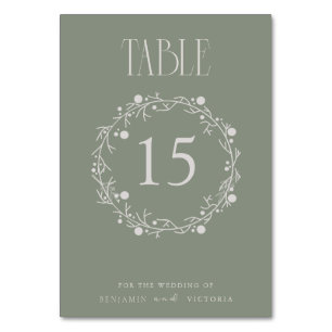 Numeração De Mesa Botânico Verde Sage Minimalista