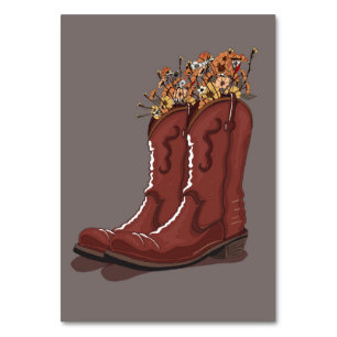 Numeração De Mesa Botas De Cowboy Com Flores Selvagens