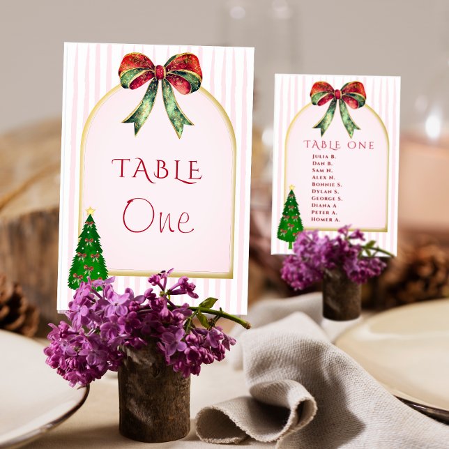 Numeração De Mesa Bow Tis The Season To Be Married Bridal Shower (Festive Bow Tis The Season To Be Married Christmas Bridal Shower Table Number Guest List on the Back)