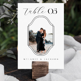 Numeração De Mesa Branca de Foto de Casamento Elegante de Script Mod