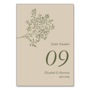 Numeração De Mesa Branch de oliveiras, Casamento Russo e Minimalista