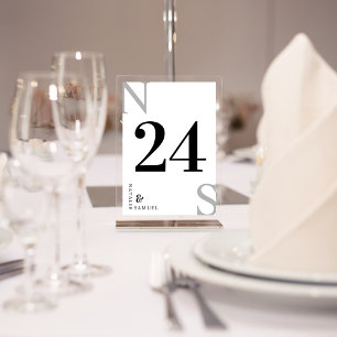 Numeração De Mesa Branco e Preto Minimalista e Elegante Inicial Mai