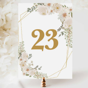 Numeração De Mesa Branco Elegante Marfim Floral Casamento Aniversári