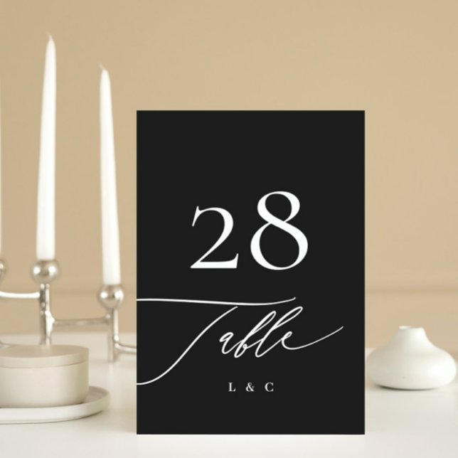 Numeração De Mesa Branco em Preto | Calliografia Casamento Moderno (Criador carregado)