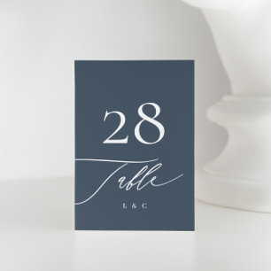 Numeração De Mesa Branco sobre Marinho Azul Calliografia Casamento