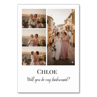 Numeração De Mesa Bridesmaid Photo Strip 4 Pictures Proposal Card