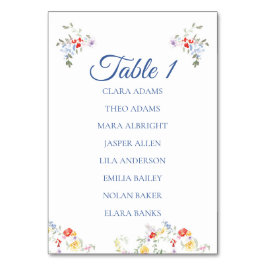 Numeração De Mesa Bright Floral Border Numeric Seating Charts