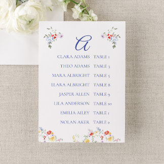 Numeração De Mesa Bright Floral Border Wedding Seating Charts    