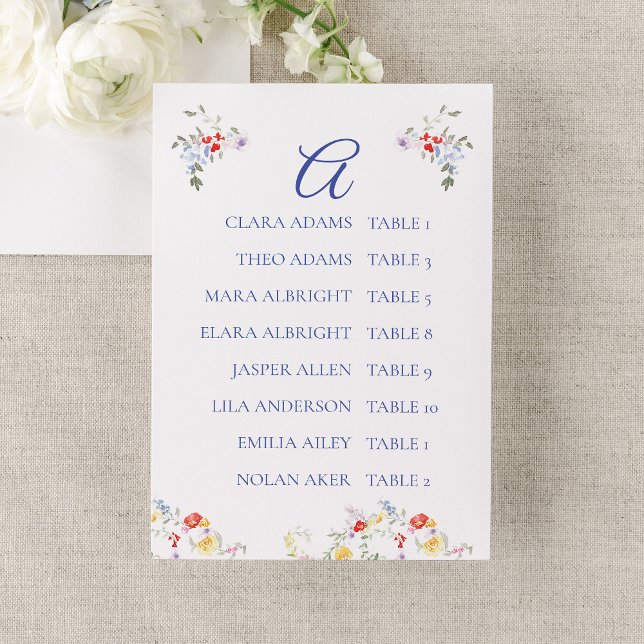 Numeração De Mesa Bright Floral Border Wedding Seating Charts     (Criador carregado)