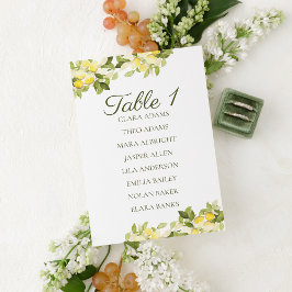 Numeração De Mesa Bright Lemon Fresh Wedding Seating Chart Card