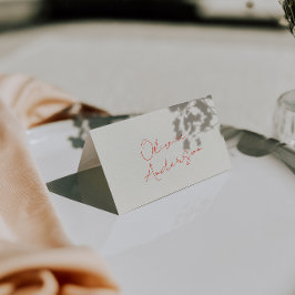 Numeração De Mesa Bright Orange Whimsical Retro Wedding Place Cards