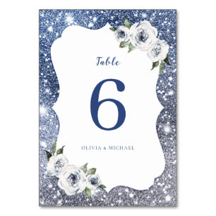 Numeração De Mesa Brilhante azul de prata e Casamento floral