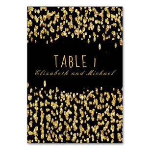 Numeração De Mesa Brilho dourado dos confetes