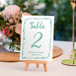 Numeração De Mesa Brincadeira Personalizada Branca Verde Verde-Oliva<br><div class="desc">Elevem sua decoração de casamento com nossos Cartões de Número de Tabela Personalizada! Cada cartão contém uma moldura verde-oliva branca, desenhada à mão, sobre um fundo branco pristino, adornada com uma "mesa" manuscrita original e nomes personalizados e data. O que torna estas cartas verdadeiramente mágicas é a sua design reversível:...</div>