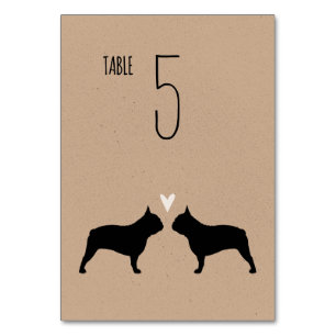 Numeração De Mesa Bulldog Francês Silhouettes Dogs Recepção de casam