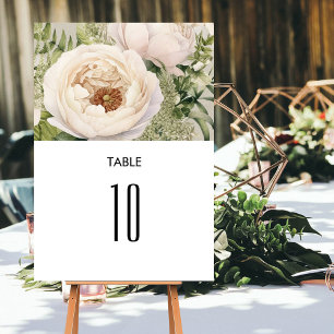 Numeração De Mesa Buquê de Flores Brancas Elegantes Aquarela
