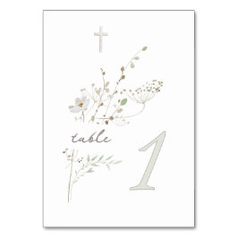 Numeração De Mesa buquê de flores silvestres delicadas Baptism n 1