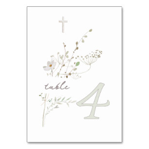 Numeração De Mesa buquê de flores silvestres delicadas Baptism n 4