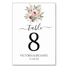 Numeração De Mesa buquê floral em aquarela rústica