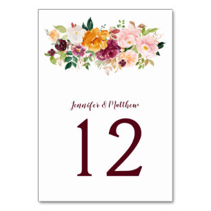 Numeração De Mesa Buquê Floral Mauve Saffron Blush