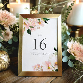 Numeração De Mesa Buquê Floral Rosa de Primavera Casamento