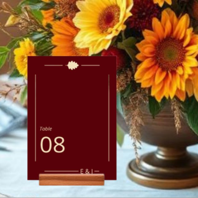 Numeração De Mesa Burgundy Autumn Wedding (Criador carregado)