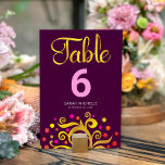 Numeração De Mesa Burgundy Bat Mitzvah Gold Foil Tree of Life Modern<br><div class="desc">Nenhuma festa do Bat Mitzvah está completa sem cartões de números de tabela personalizados. Deixe o seu Bat Mitzvah favorito se orgulhar, se regozijar e celebrar seu marco em seu partido perfeitamente coordenado. Esta sofisticada, chica, espantosa, abstrato gráfica faux gold foil tree com cor rosa cintilante, laranja, e Estrela vermelha...</div>