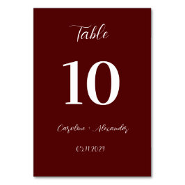 Numeração De Mesa Burgundy Boho Modern Elegant Unique Wedding