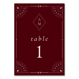 Numeração De Mesa Burgundy Escuro Lua Celestial e Estrelas